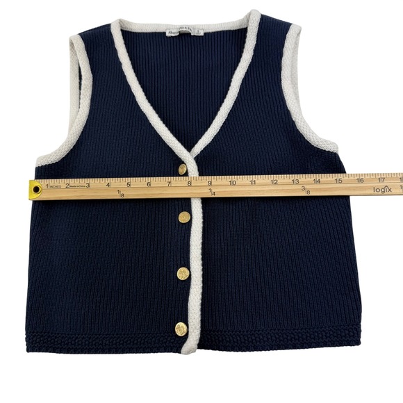 Abercrombie Fitch Navy White Trim Button V Neck Knit Vest Top Women's Small - Picture 3 of 8